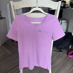 Figs Lavender V-Neck Scrub Top